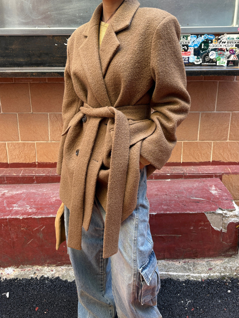 OT21961- 韓國双排扣羊毛大衣