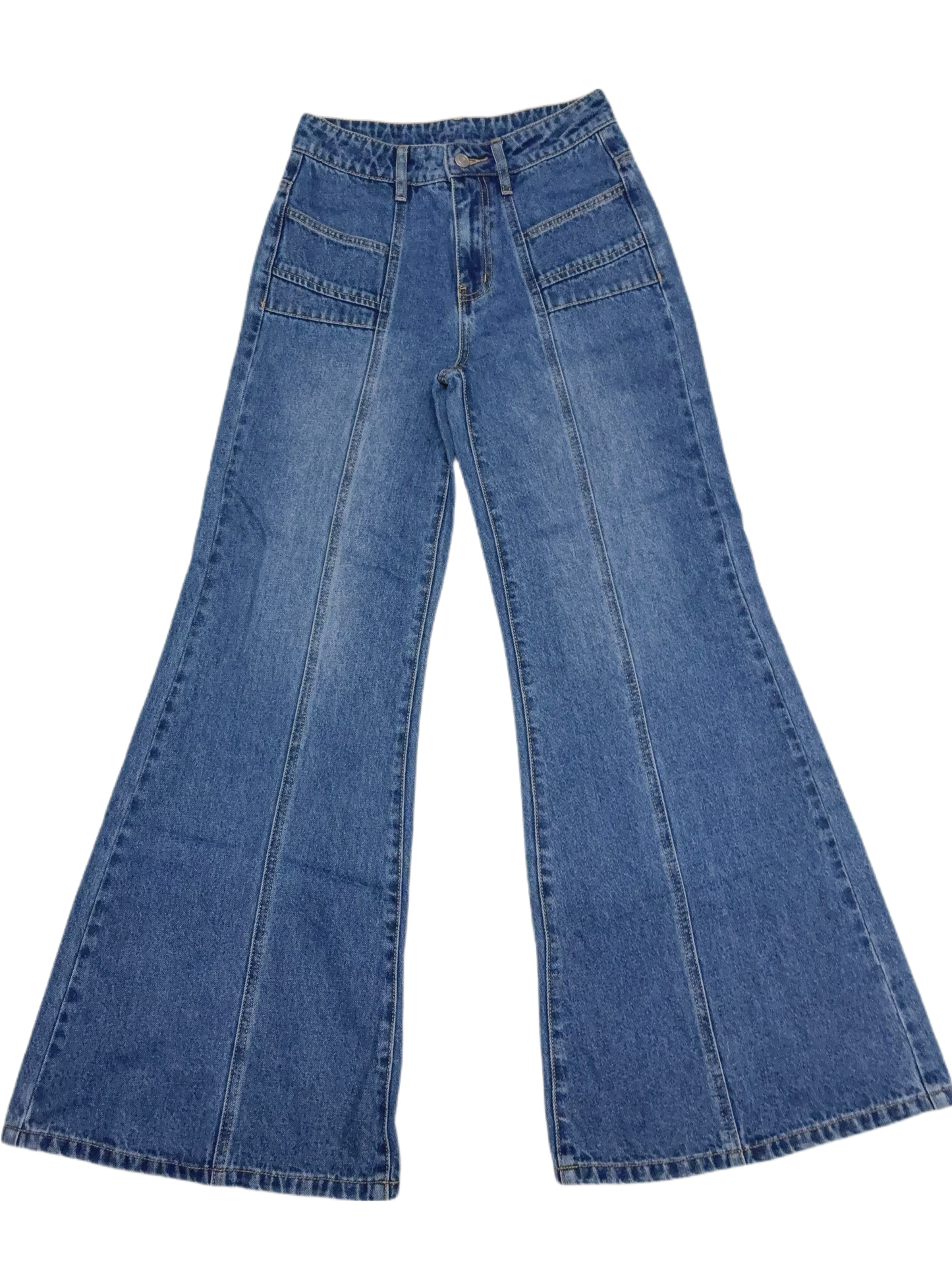 DN21171E- 寬腿工裝風顯高修長美喇叭牛仔褲 RE-STOCK