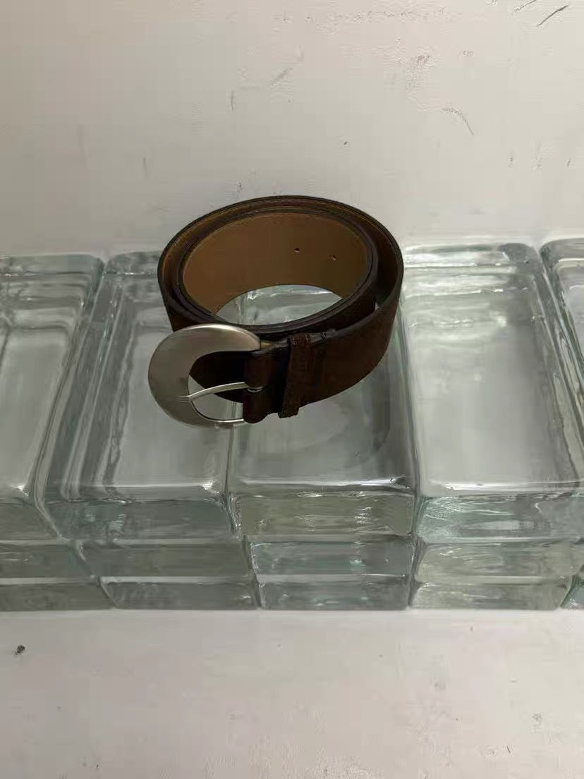 AC22022- 韓國大器優雅麂皮質感寬版金屬釦腰帶