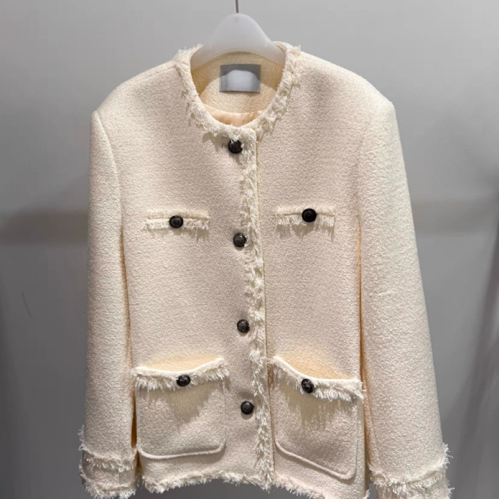 JK22086B- 韓國小香風輕奢優雅粗花呢外套