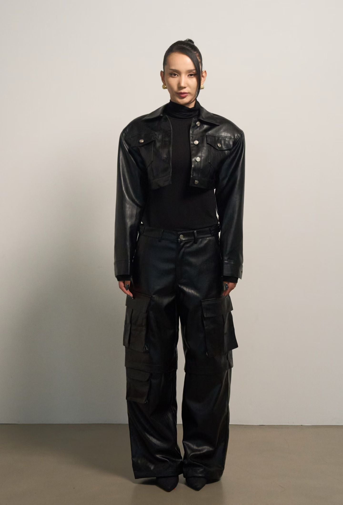 PT22093- 韓國個性前衛PU皮革長褲