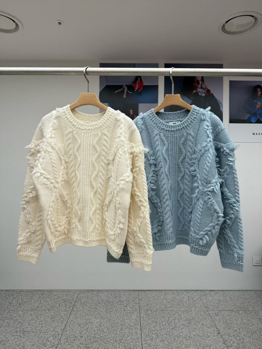 TP22079- 韓國羊毛麻花手工長袖毛衣