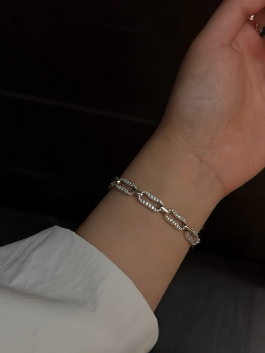 JW21701- 925純銀鑲鑽鏈節手鏈