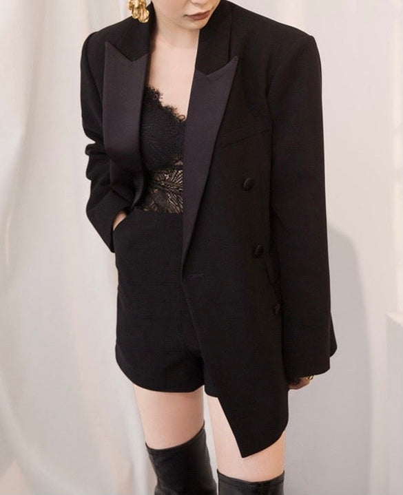 OT11233- High-end design double-breasted mid-length women's blazer suitable for fashionable casual and business formal wear