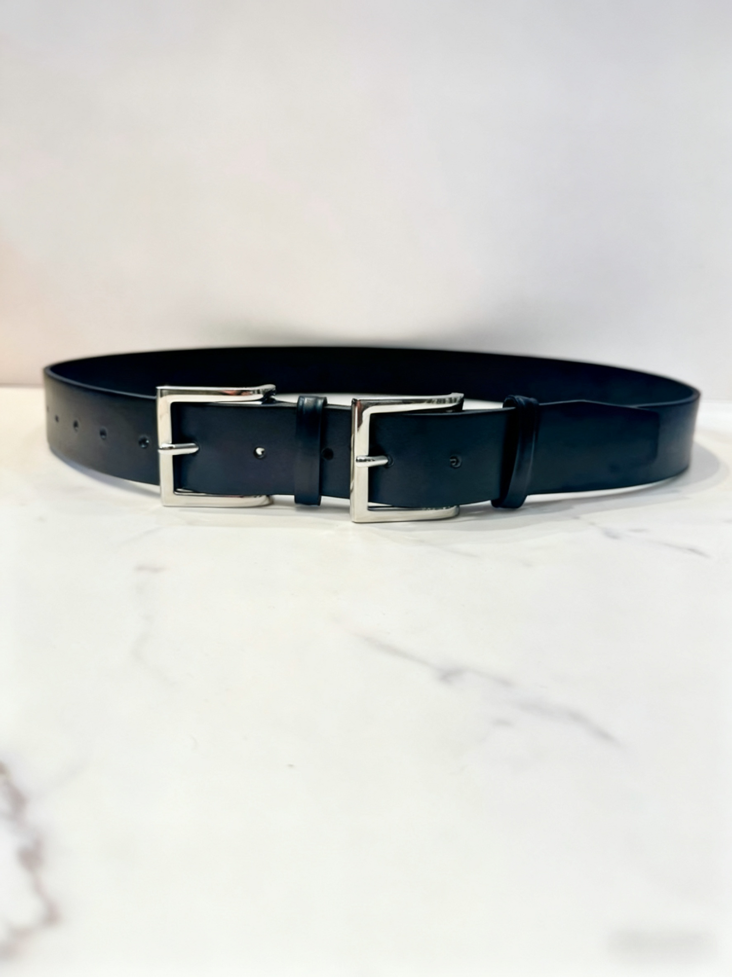 AC22023- 韓國設計感雙金屬釦真牛皮腰带皮帶