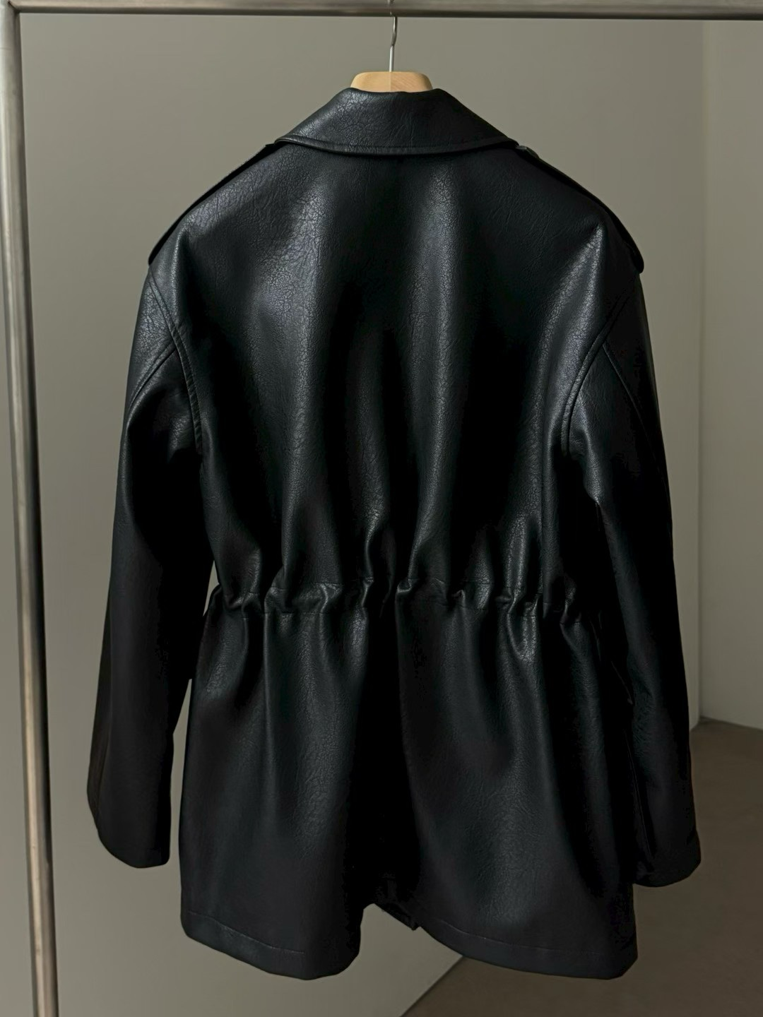 JK22089- 韓國PU皮革寬鬆機車外套