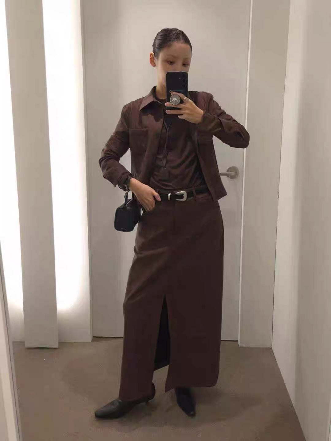 AC22060- 韓國簡約曲線釦真牛皮腰带皮帶