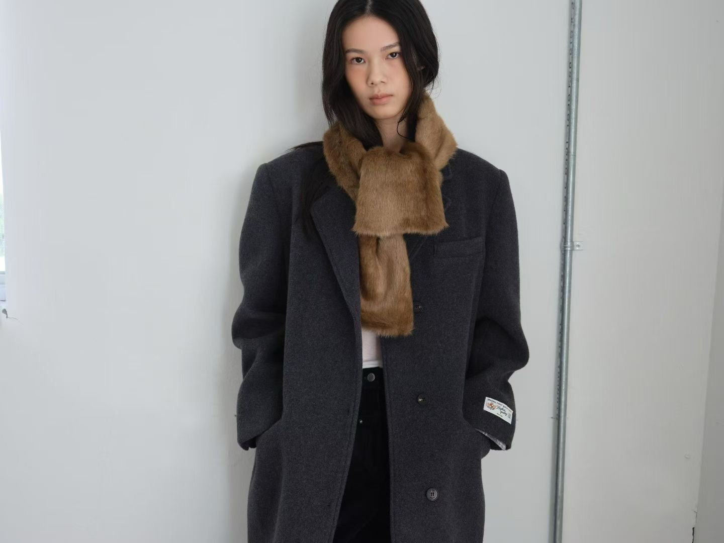 OT22029- 韓國設計師款質感西裝領長大衣