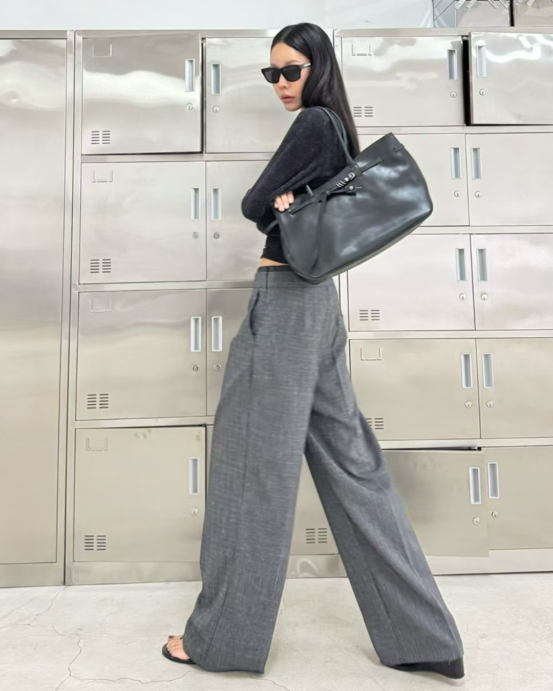 PT22021-  韓系氣場寬鬆抽繩設計感闊腿褲