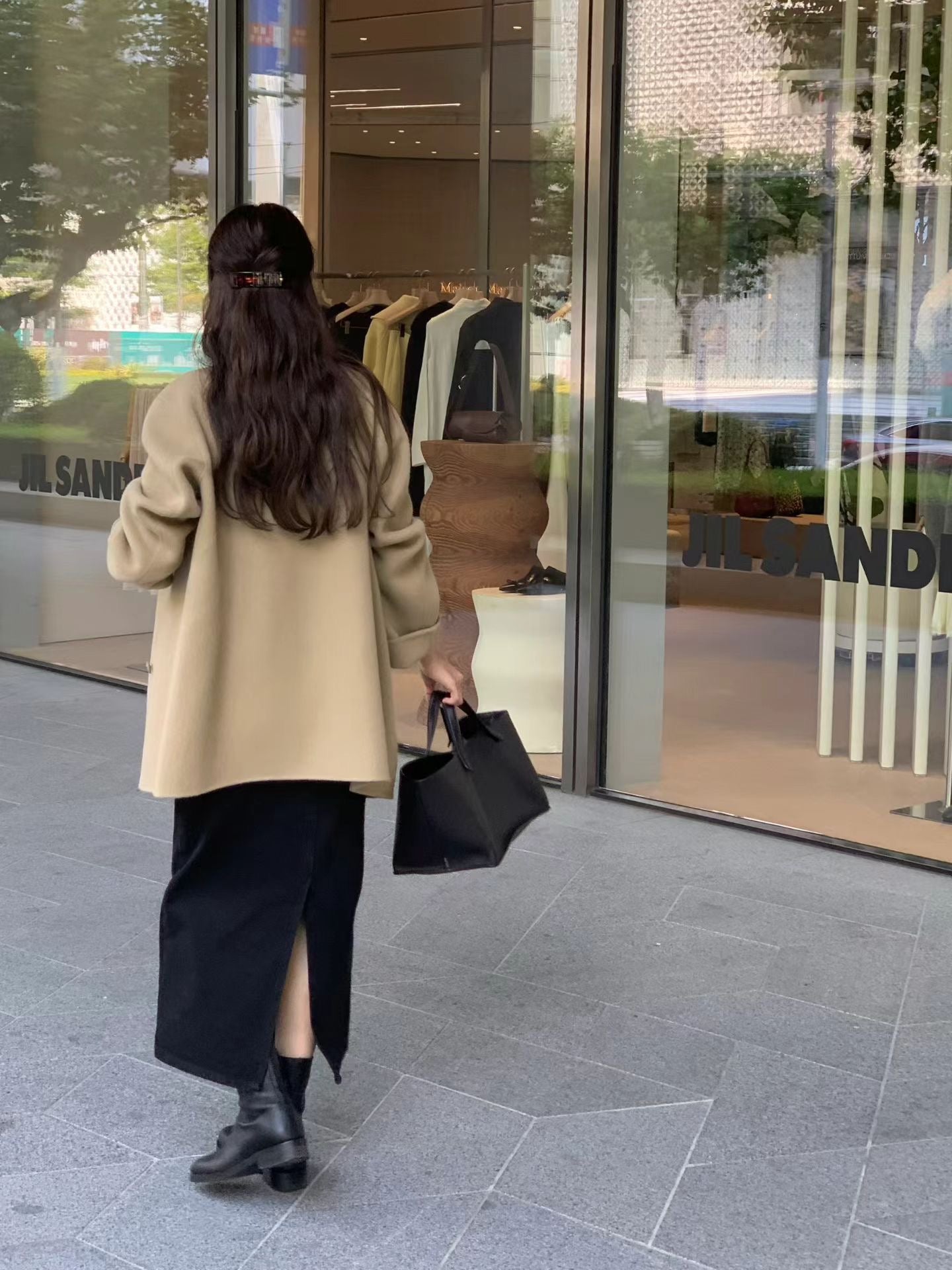 OT21933- 韓國氣質通勤雙排扣羊毛呢大衣外套