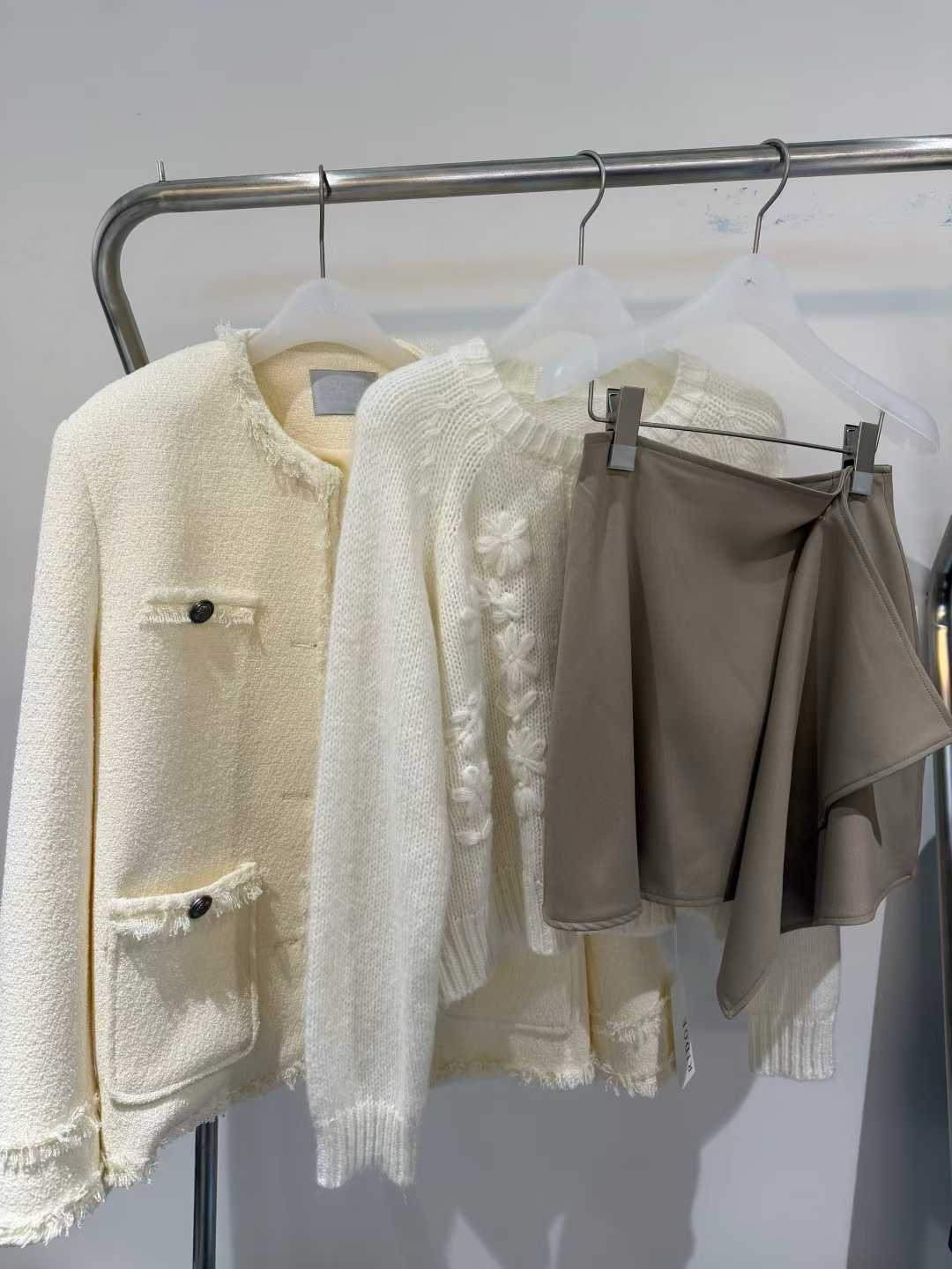 JK22086B- 韓國小香風輕奢優雅粗花呢外套