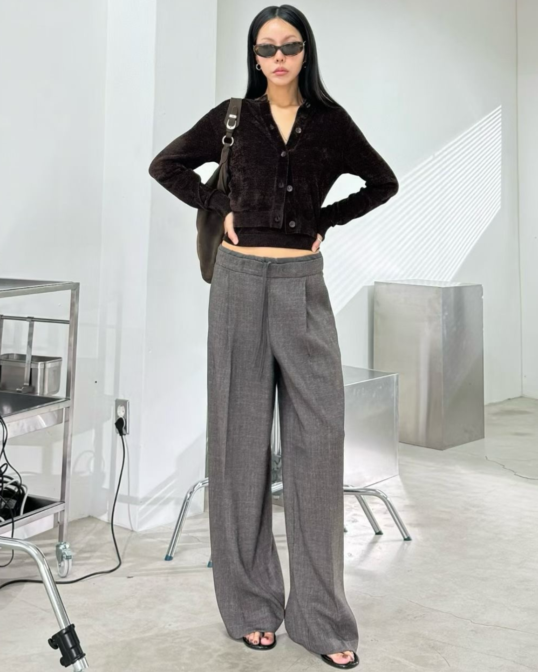 PT22021-  韓系氣場寬鬆抽繩設計感闊腿褲