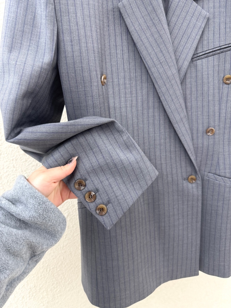 ST22602- 韓國設計師早春新款條紋雙排扣西裝