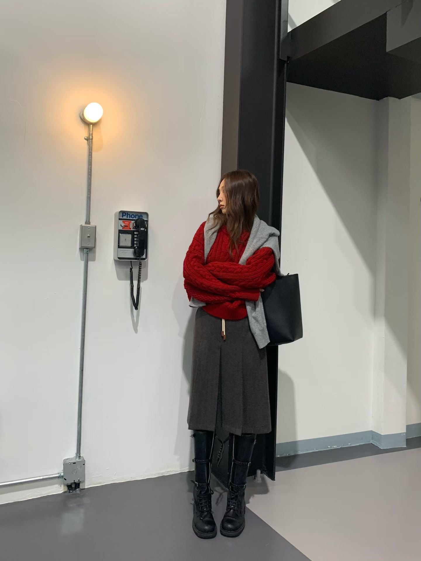 TP22096- 韓國經典麻花紋圓領寬鬆毛衣