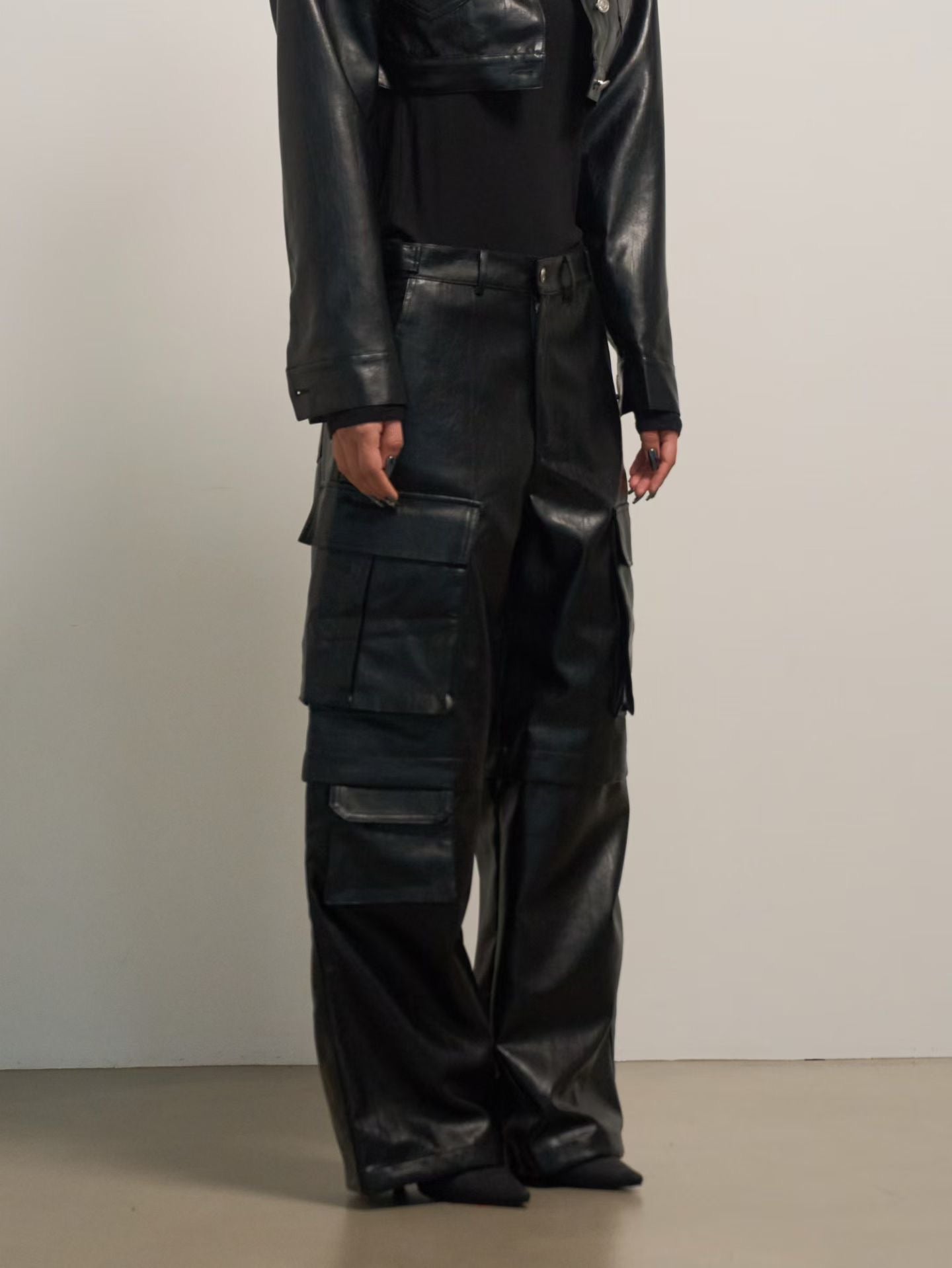 PT22093- 韓國個性前衛PU皮革長褲