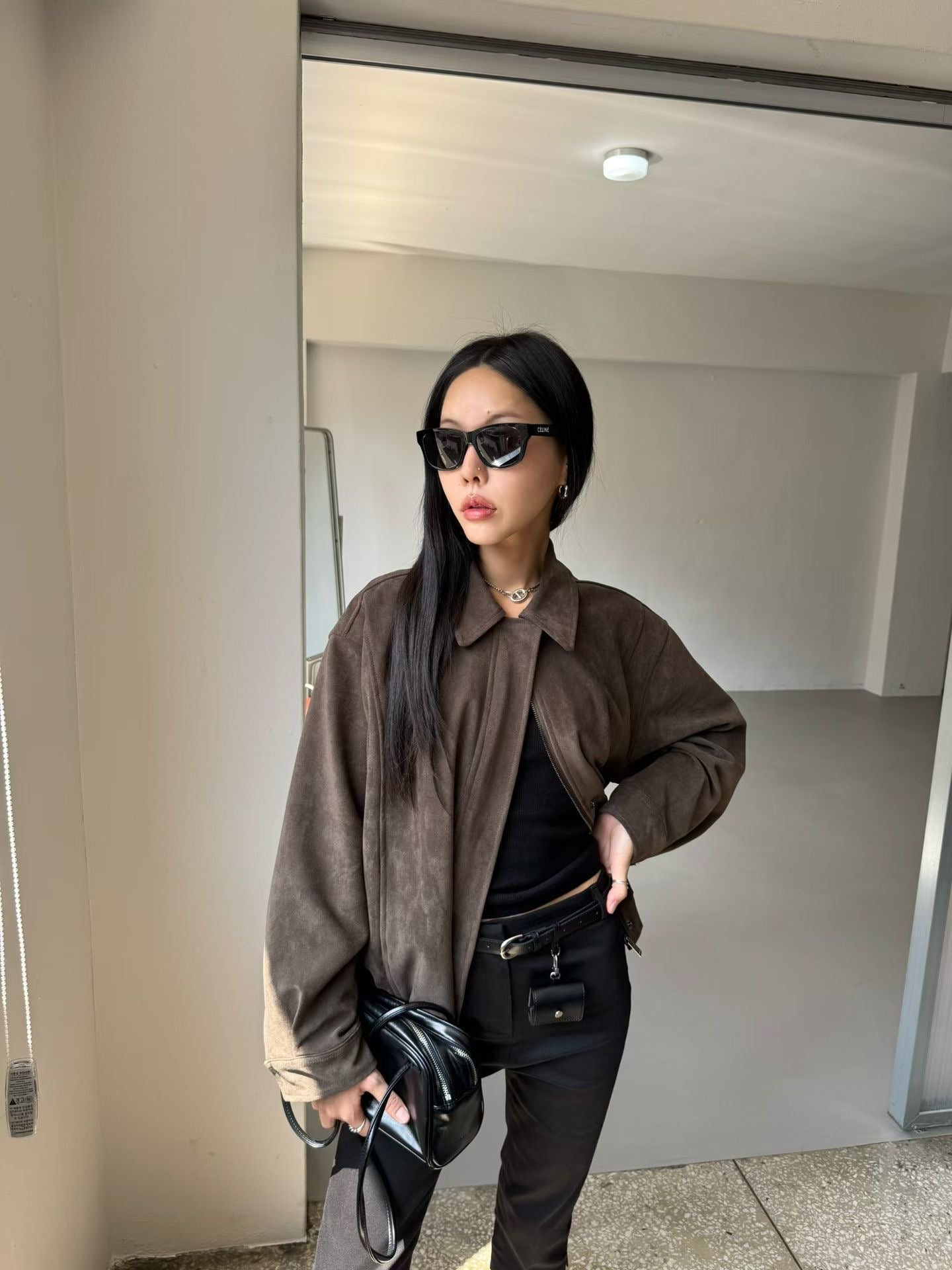 OT22031- 韓國復古麂皮絨寬鬆外套