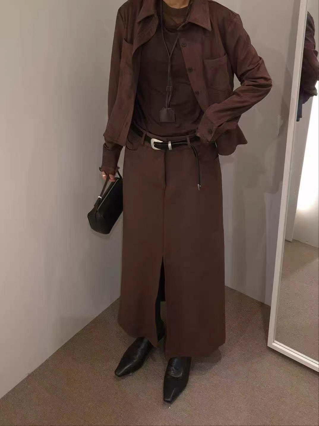 AC22060- 韓國簡約曲線釦真牛皮腰带皮帶