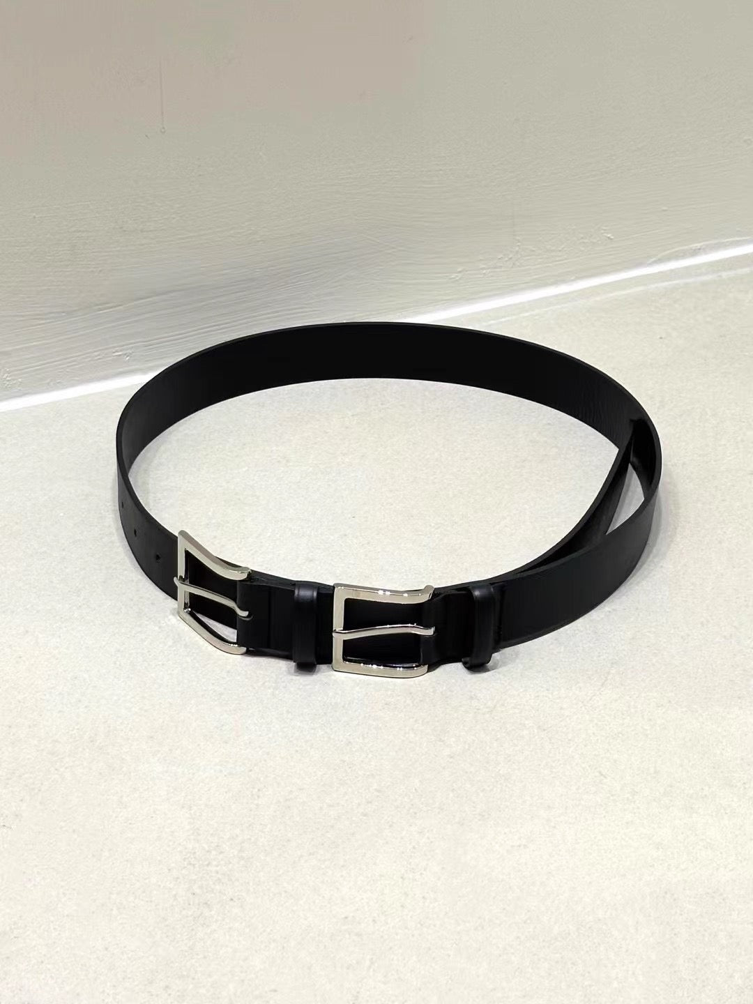 AC22023- 韓國設計感雙金屬釦真牛皮腰带皮帶