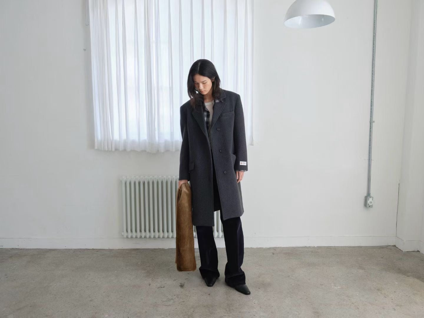 OT22029- 韓國設計師款質感西裝領長大衣