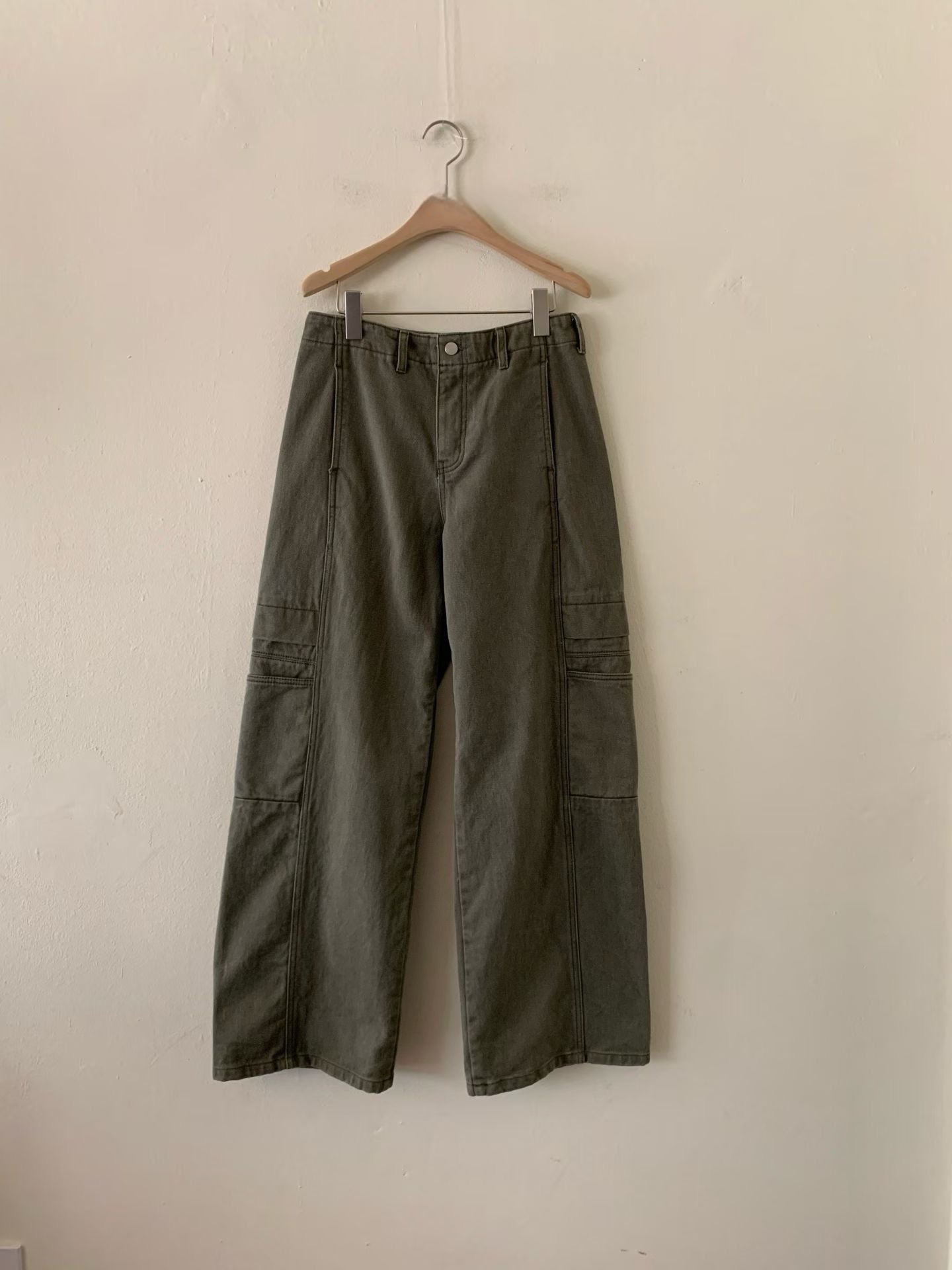 DN21983a- 韓國寬鬆工裝風牛仔闊腿褲