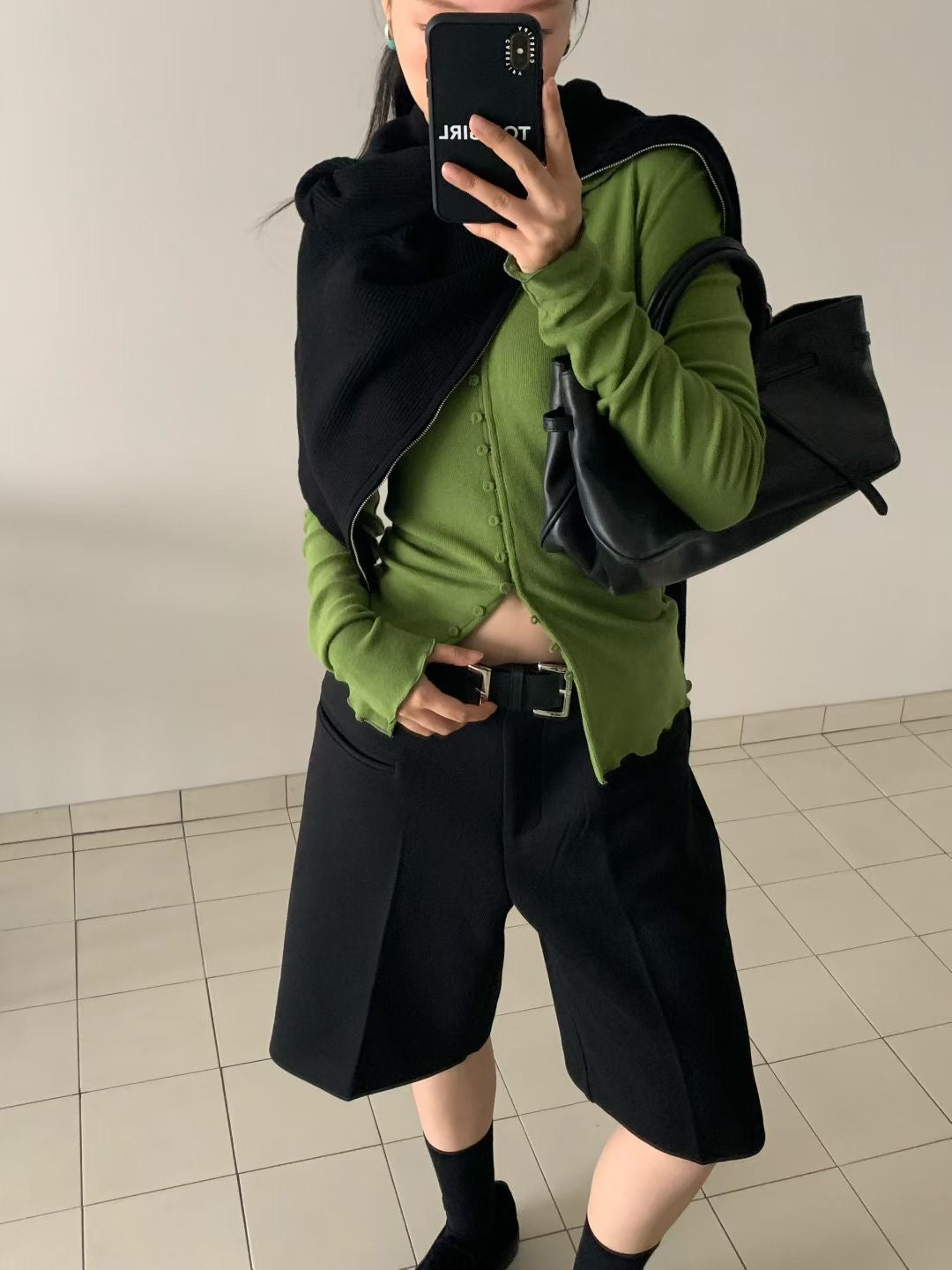 PT21879- 韓國時尚百搭高腰顯瘦休閒百慕達短褲(不包腰带)