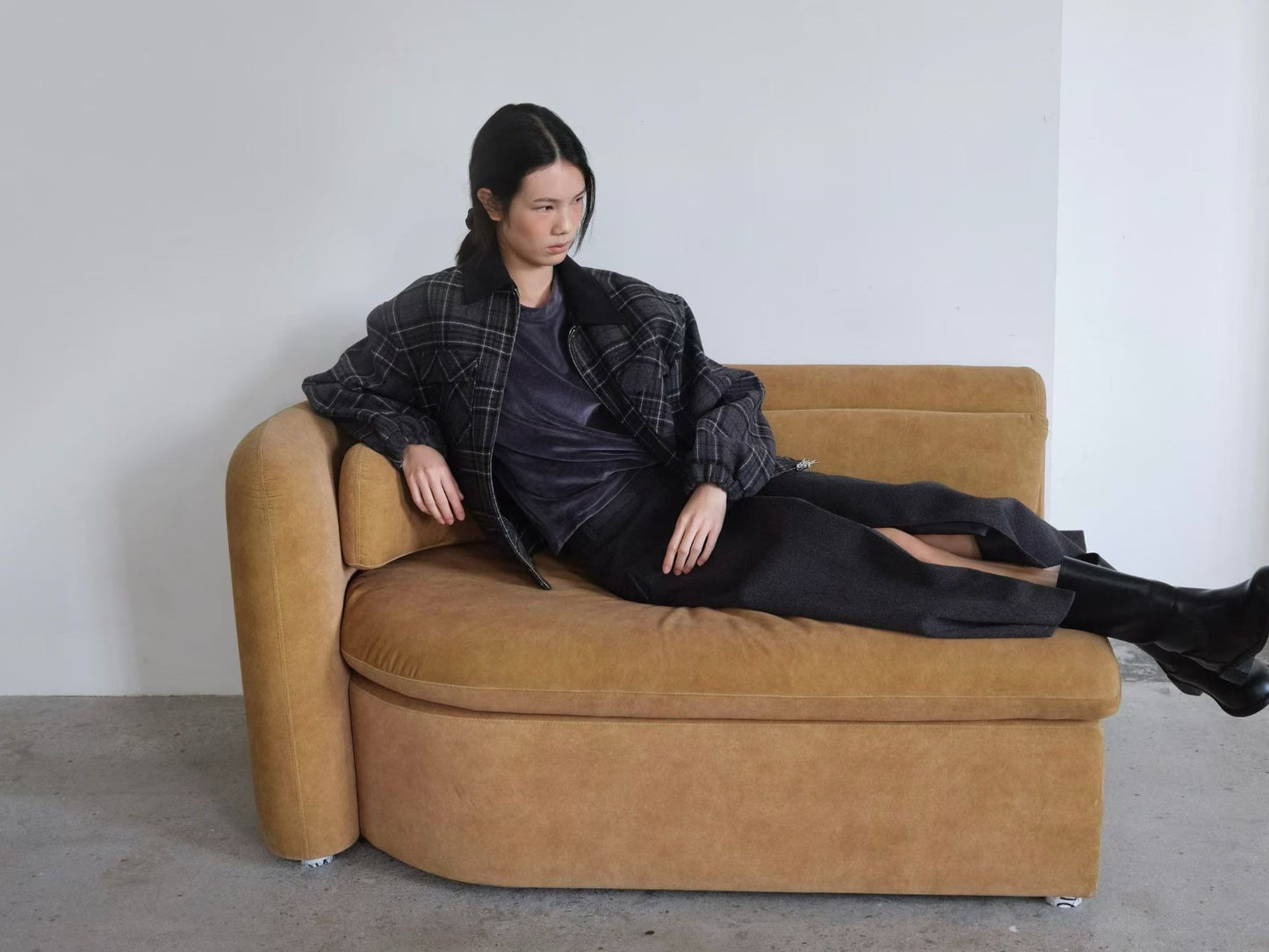 OT22028- 韓國設計師款學院風格紋毛呢短版外套