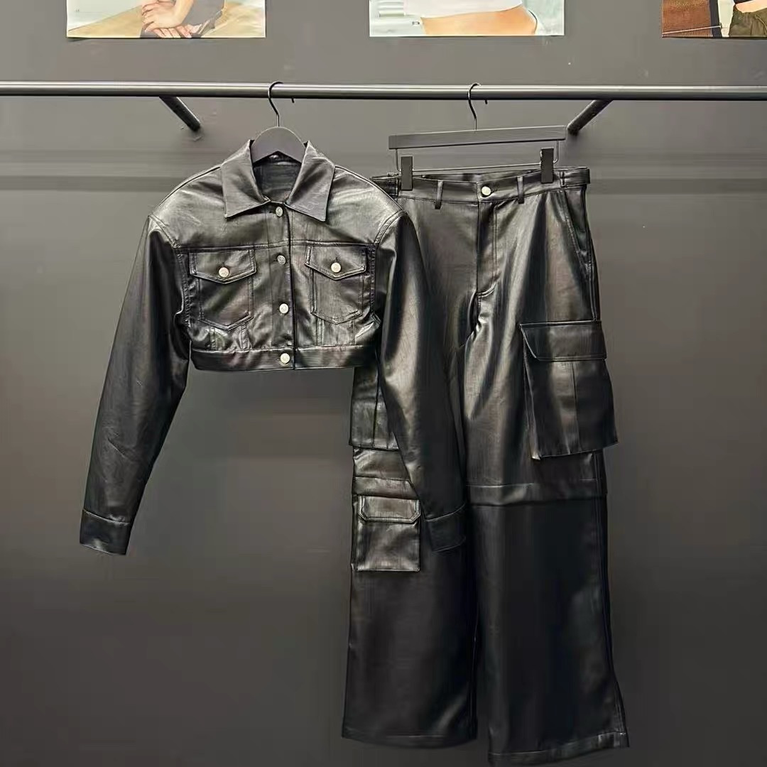 PT22093- 韓國個性前衛PU皮革長褲