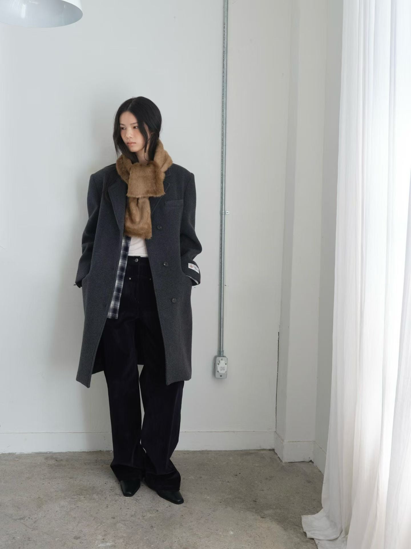 OT22029- 韓國設計師款質感西裝領長大衣