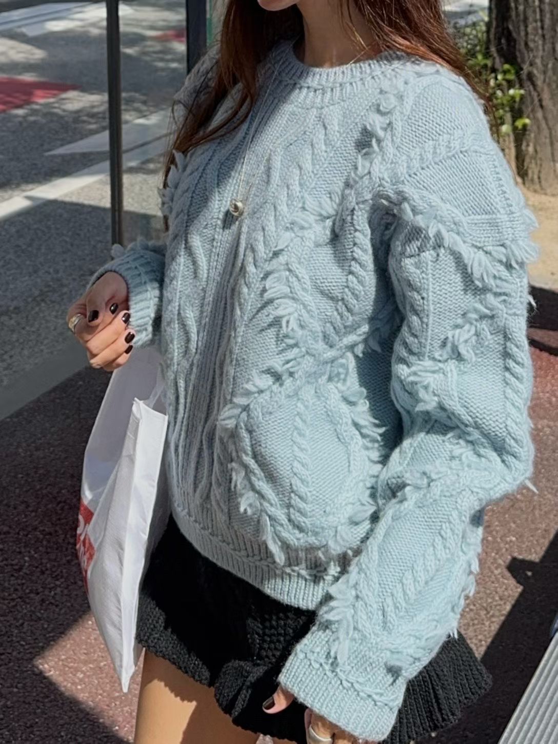 TP22079- 韓國羊毛麻花手工長袖毛衣