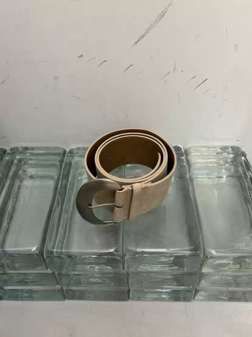 AC22022- 韓國大器優雅麂皮質感寬版金屬釦腰帶