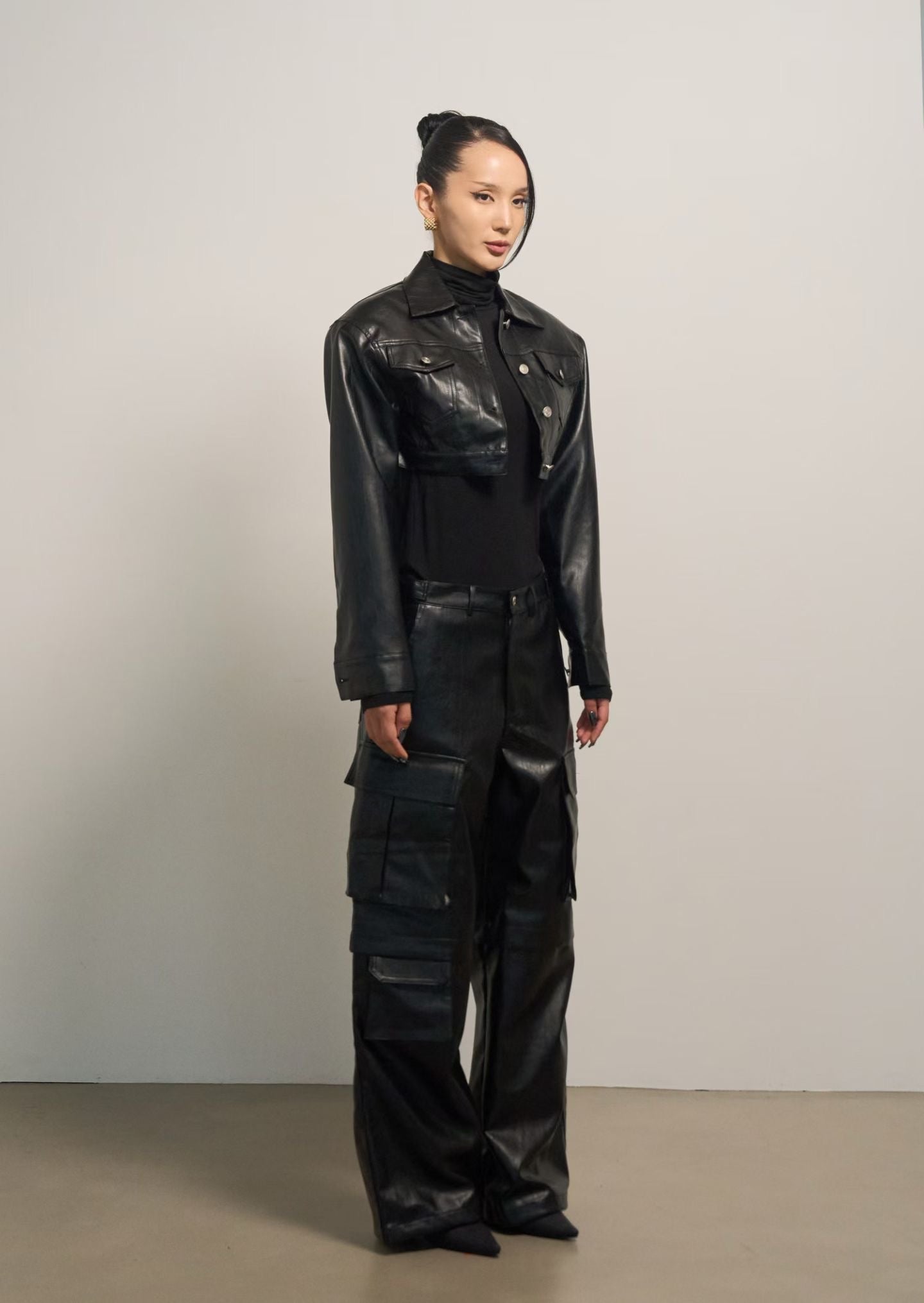 PT22093- 韓國個性前衛PU皮革長褲