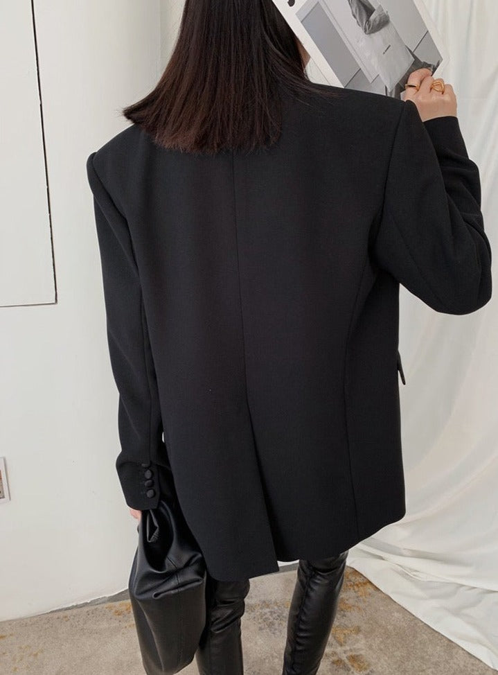 OT11233- High-end design double-breasted mid-length women's blazer suitable for fashionable casual and business formal wear