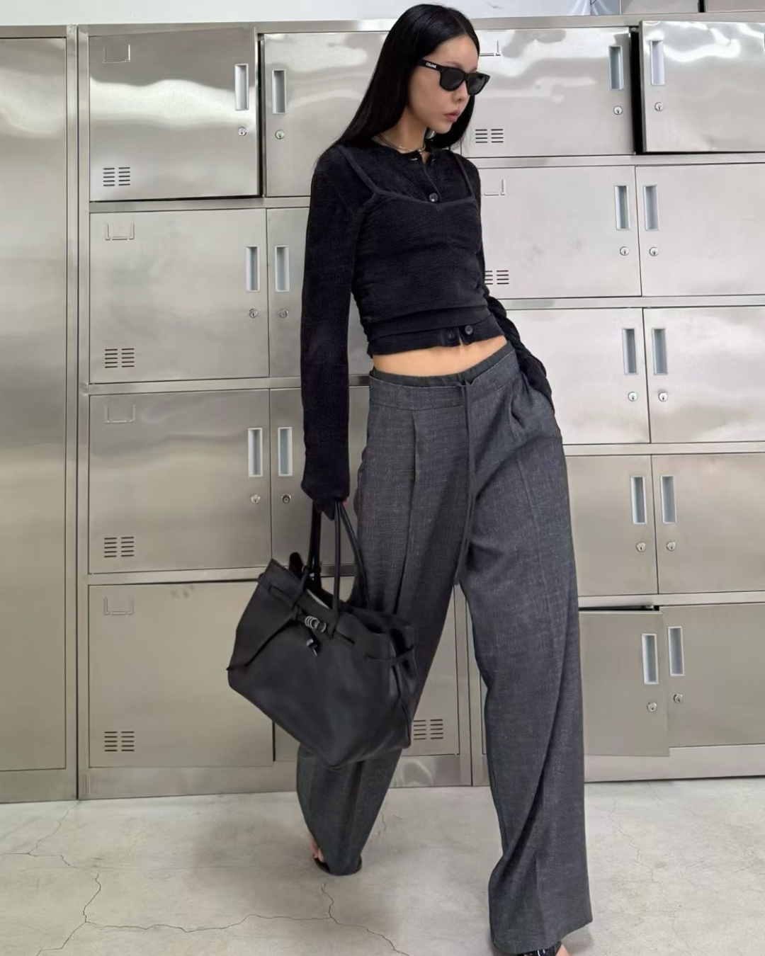 PT22021-  韓系氣場寬鬆抽繩設計感闊腿褲