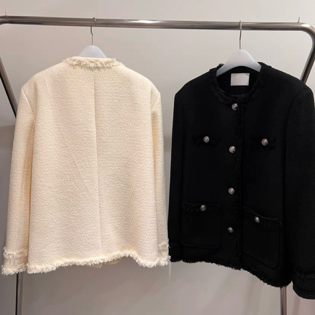 JK22086B- 韓國小香風輕奢優雅粗花呢外套