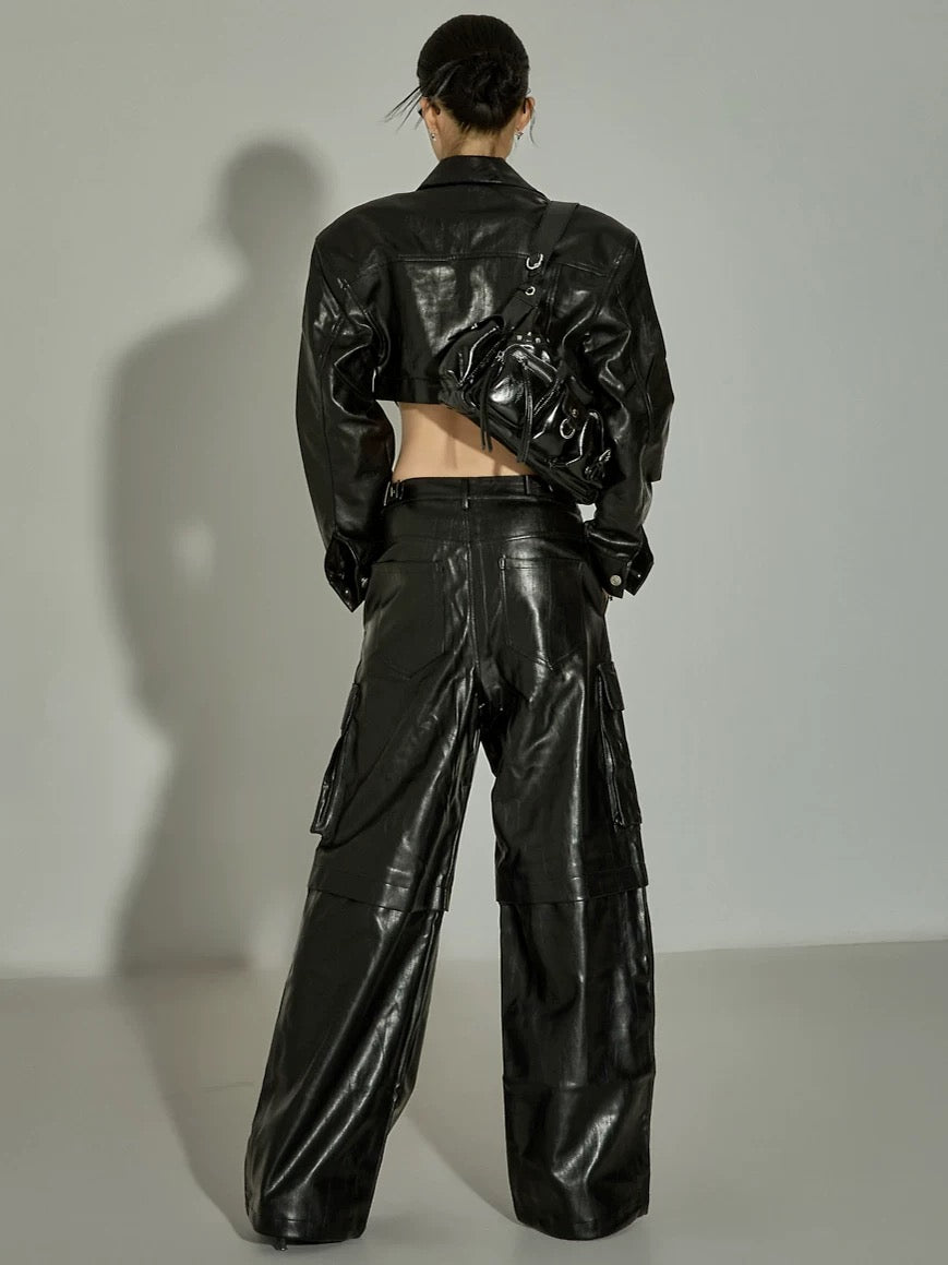 PT22093- 韓國個性前衛PU皮革長褲