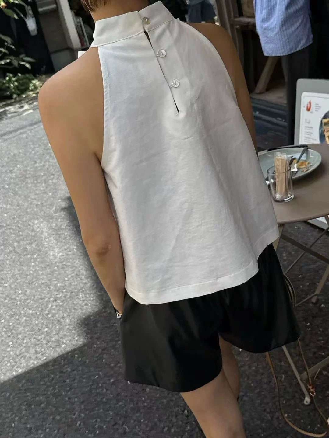 TP21561- 法式優雅蝴蝶結無袖背心上衣
