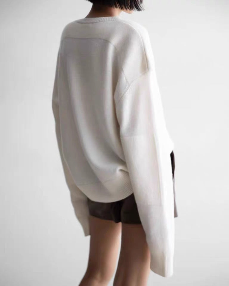 TP22022- 韓國羊絨寬鬆圓領長袖毛衣