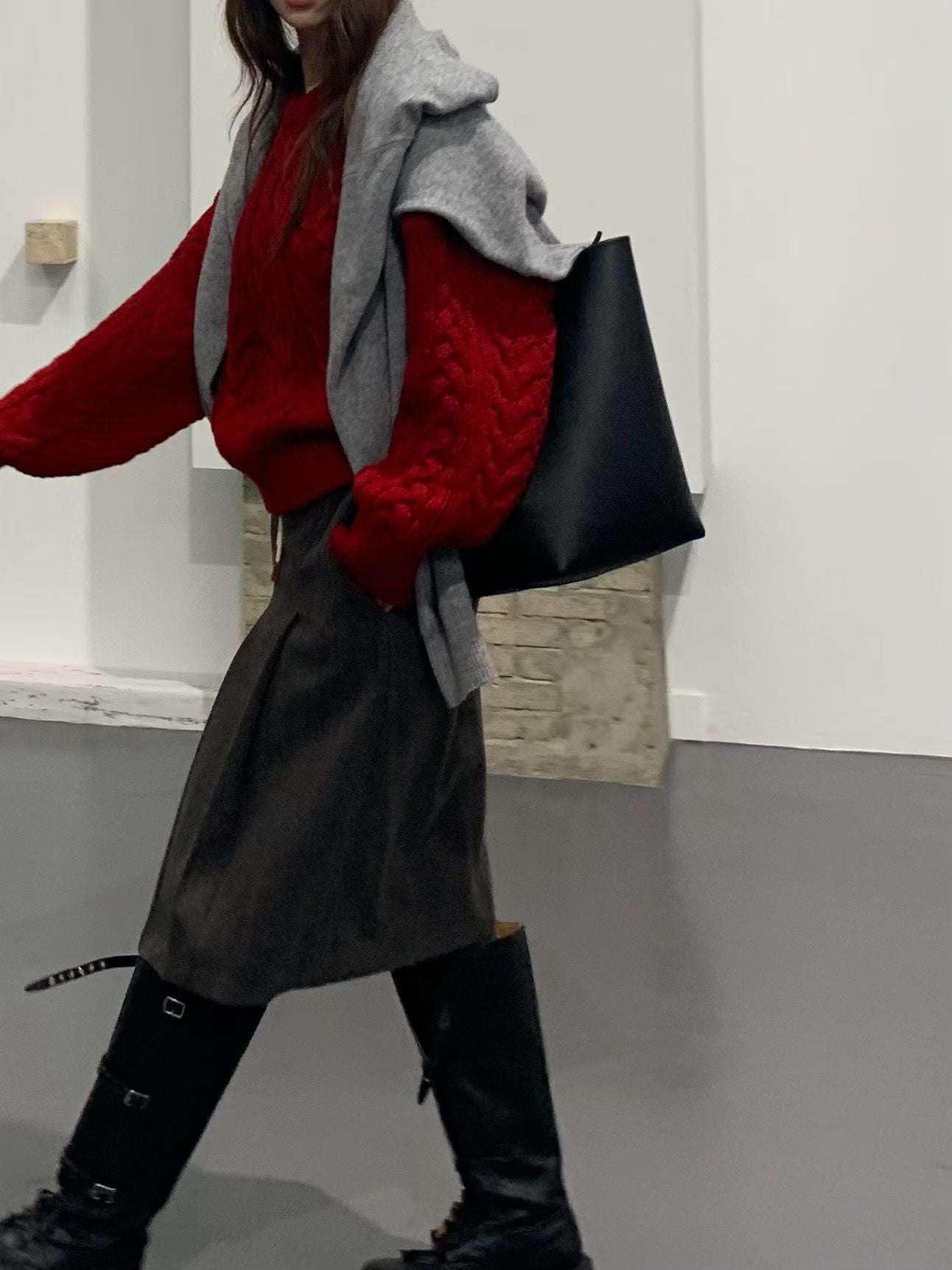 TP22096- 韓國經典麻花紋圓領寬鬆毛衣