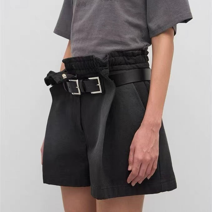 AC22023- 韓國設計感雙金屬釦真牛皮腰带皮帶