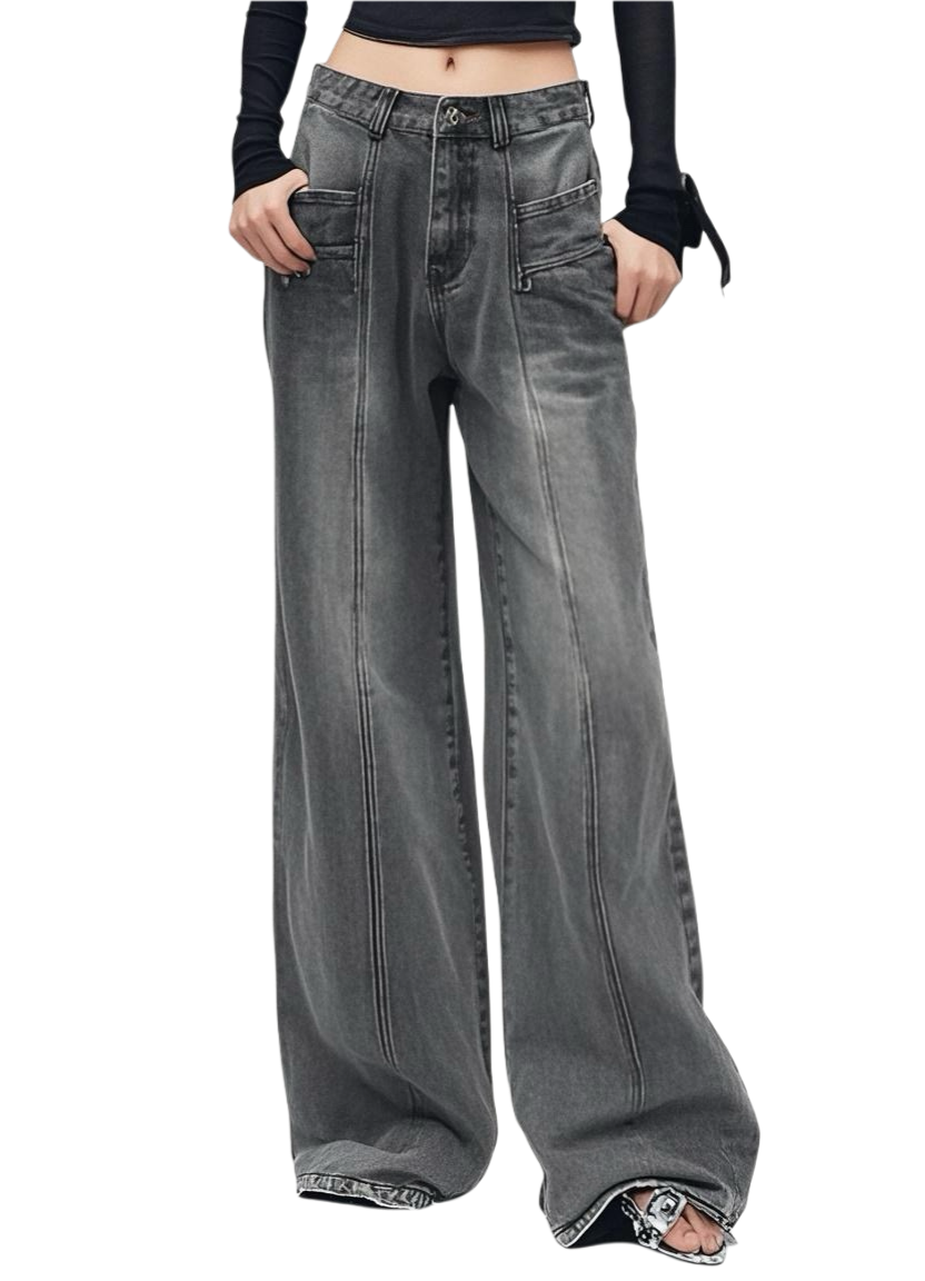 DN21171A - 寬腿工裝風顯高修長美喇叭牛仔褲 RE-STOCK