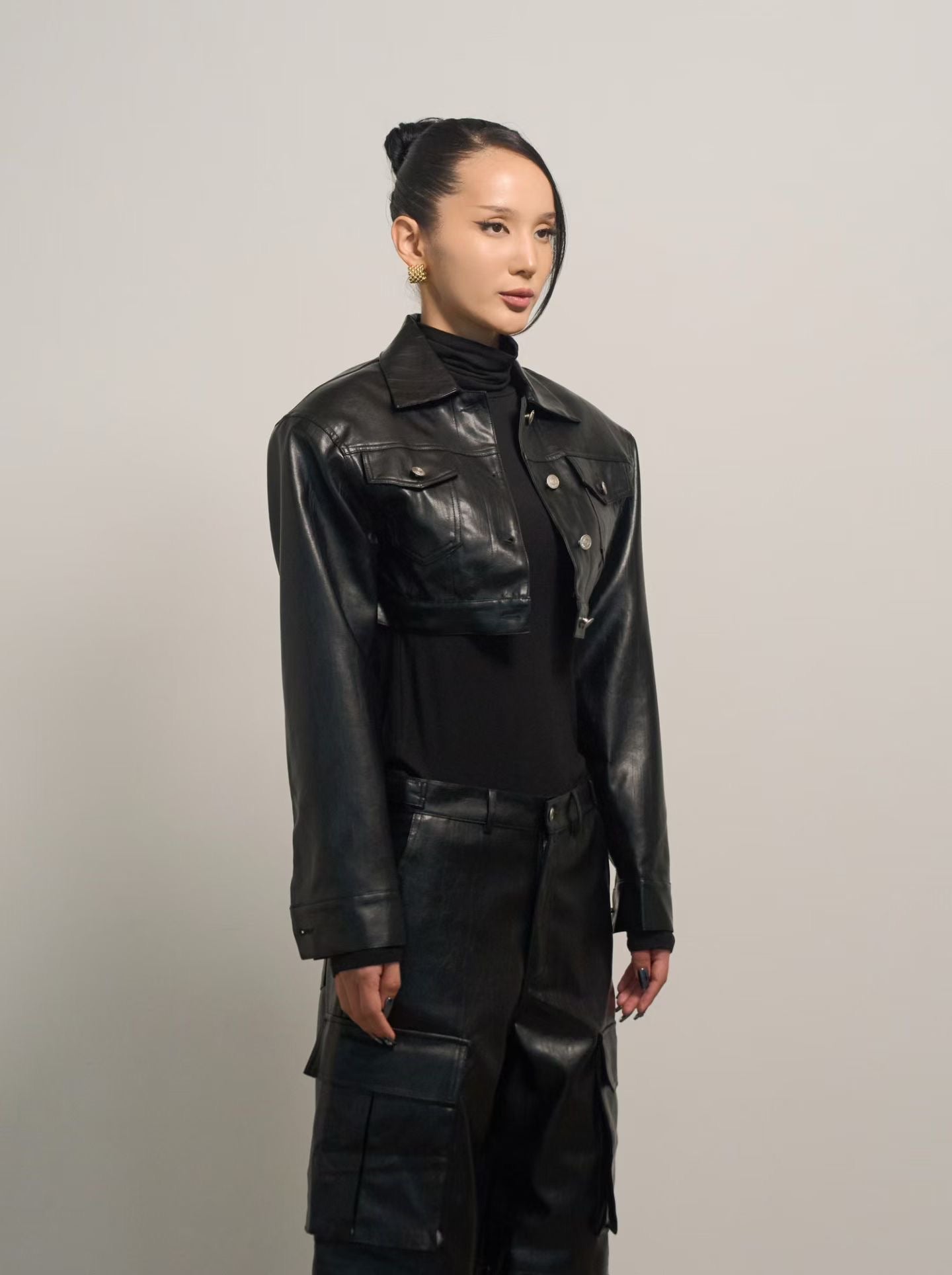 PT22093- 韓國個性前衛PU皮革長褲