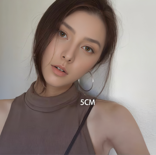 JW21616C- 歐美風百搭純銀圈形耳環永不過時 5CM