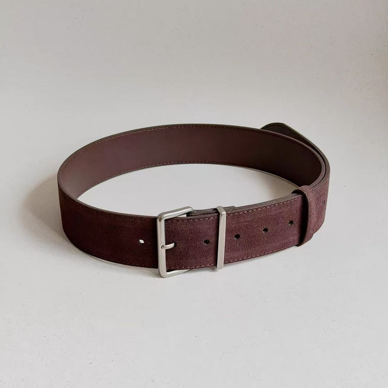 AC22068- 高質麂皮牛皮方釦腰帶皮带