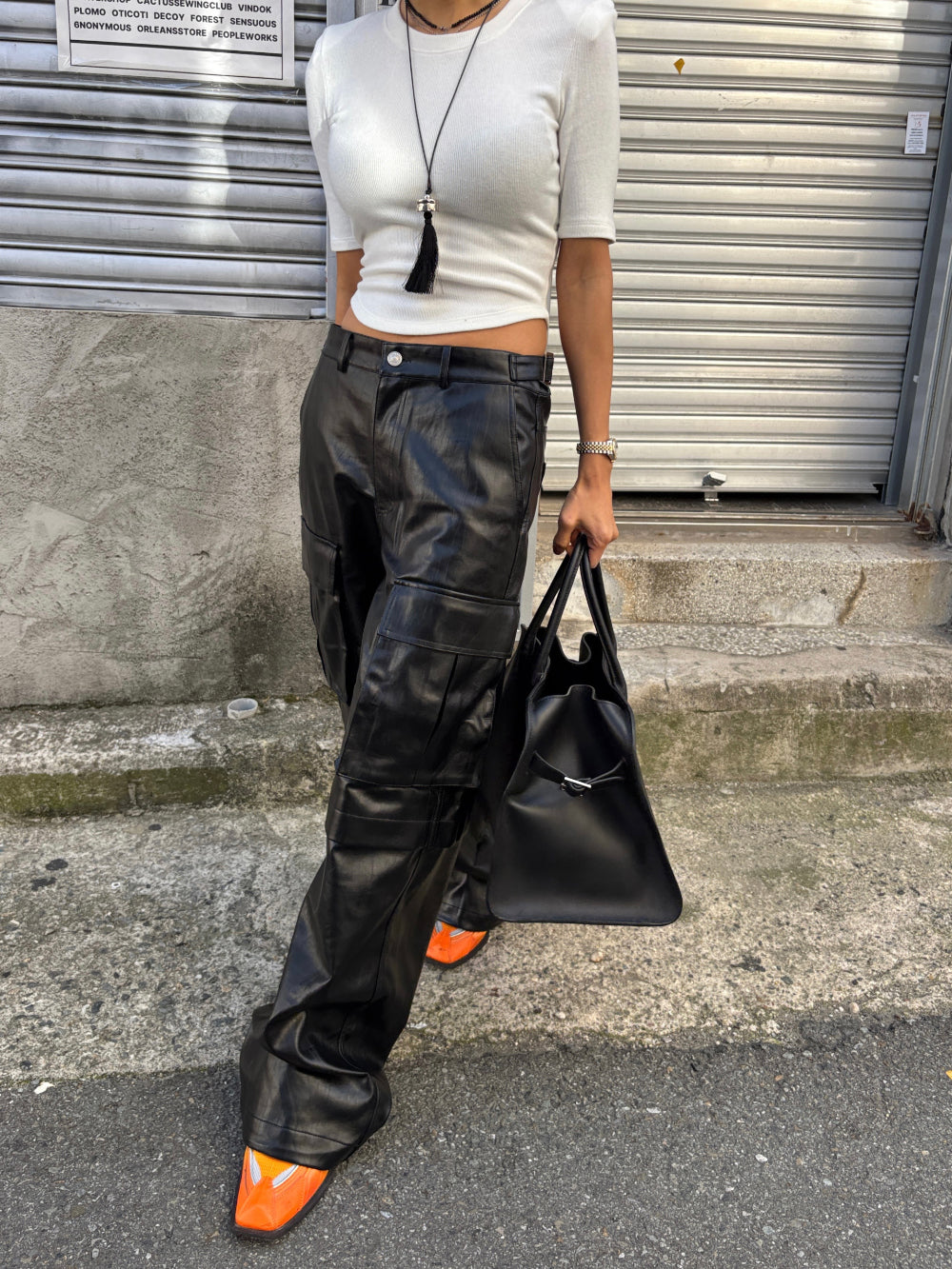 PT22093- 韓國個性前衛PU皮革長褲