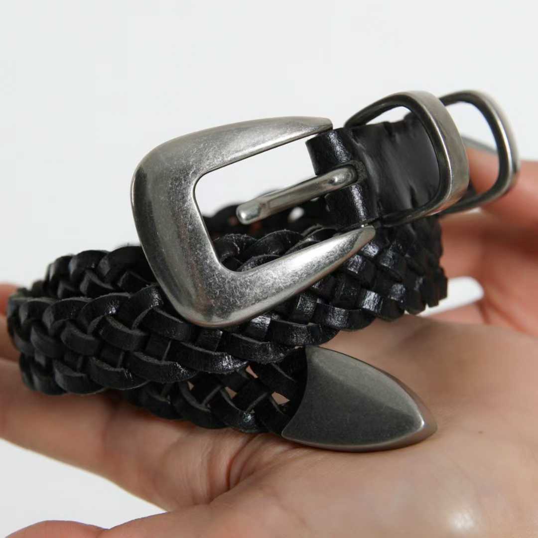 AC22030- 韓國手工編織真牛皮腰帶