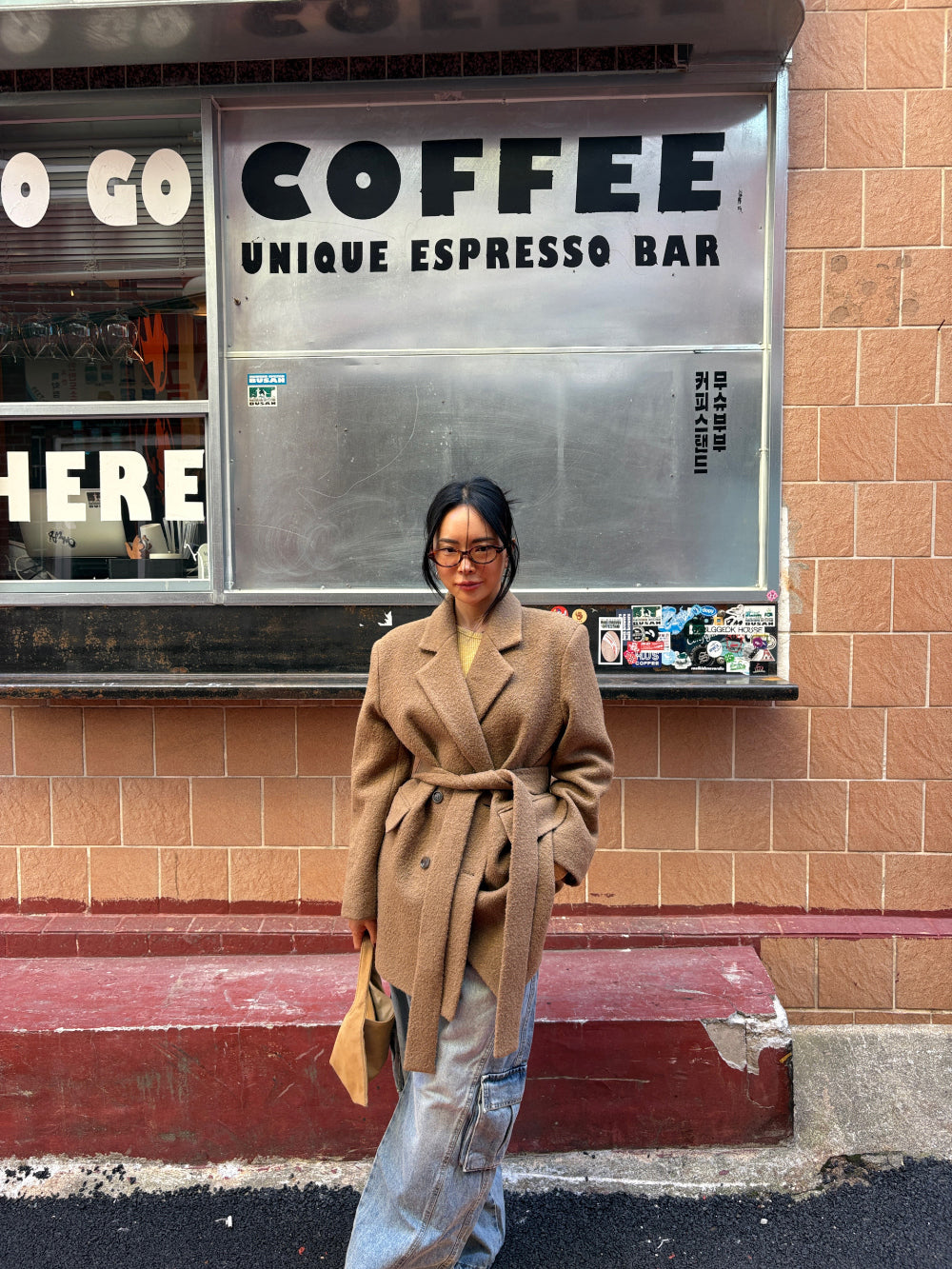 OT21961- 韓國双排扣羊毛大衣