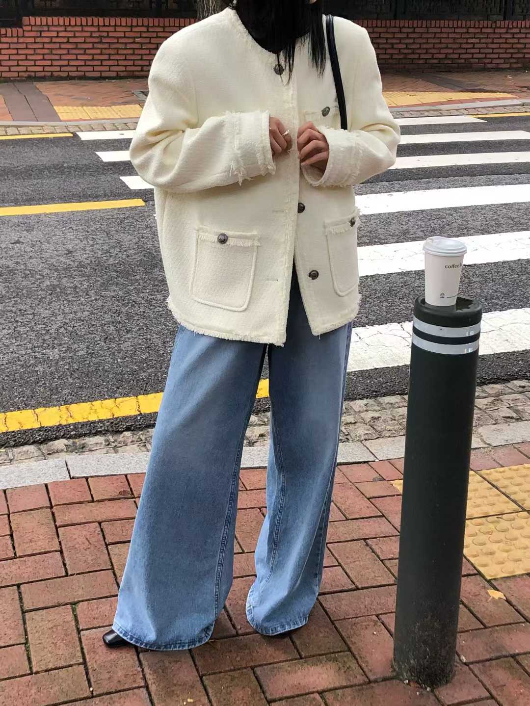 JK22086B- 韓國小香風輕奢優雅粗花呢外套