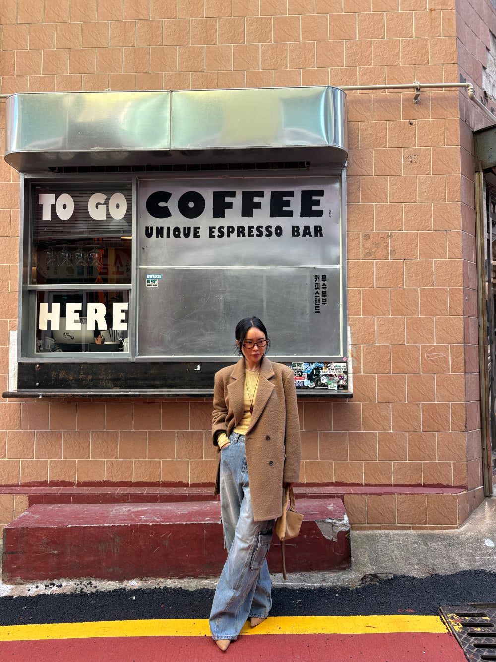 OT21961- 韓國双排扣羊毛大衣