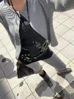PT21883 - Korean Designer Brand Spliced Tie Stripe Loose Casual Pants