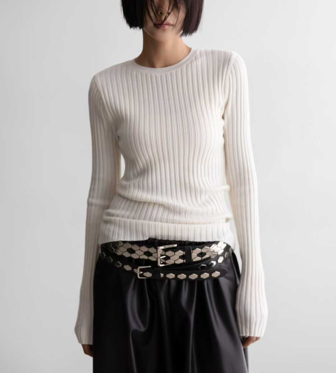 AC22038- 韓國個性蜂巢鉚釘真皮腰帶